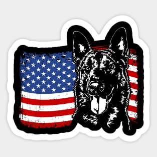 Proud Belgian Malinois American Flag patriotic gift dog Sticker